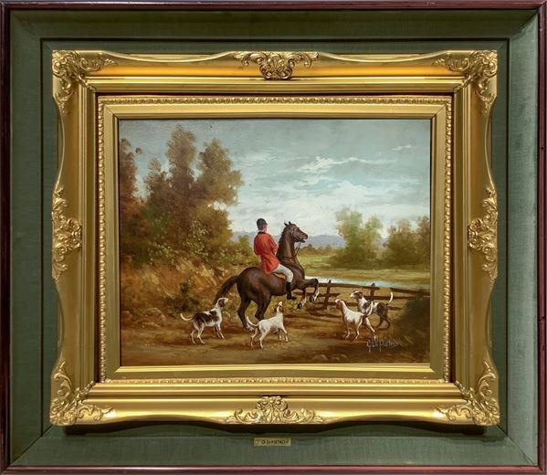 Hunting scene with dogs