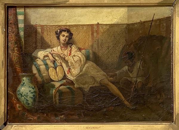 Leopold de Moulignon - Woman on sofa in oriental clothing