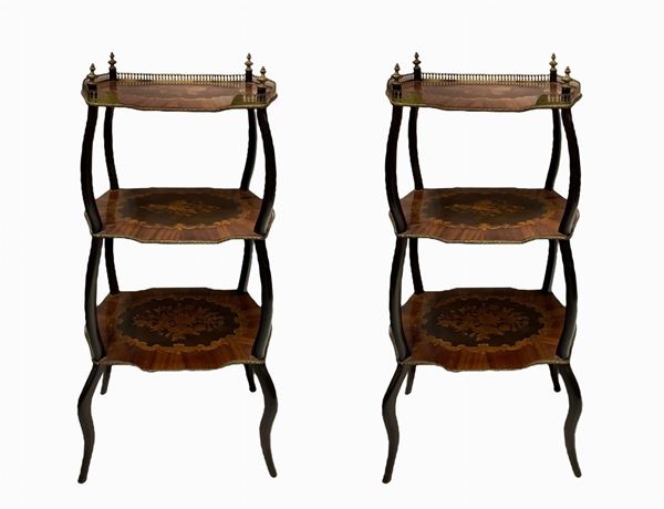 Pair of three-storey tables