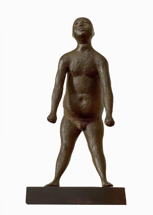 Domenico Tudisco - Uomo nudo in bronzo patinato bruno