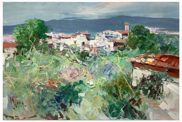 Lelio Barra - Glimpse of houses with bell tower among the trees