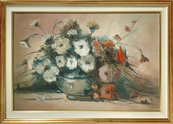 Lelio Barra - Natura morta di fiori in vaso