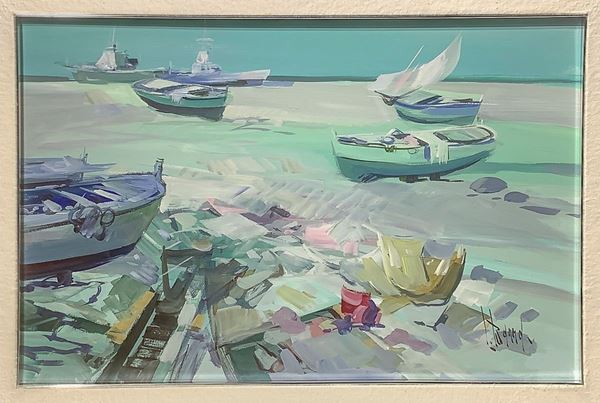 Lelio Barra - Boats and fishing vessels dry on the beach