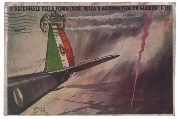 Rare commemorative postcard, I decennial of the foundation of the air force on 28 March