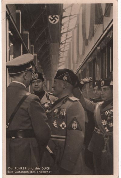 Cartolina Fotografica di Propaganda Mussolini e Hitler