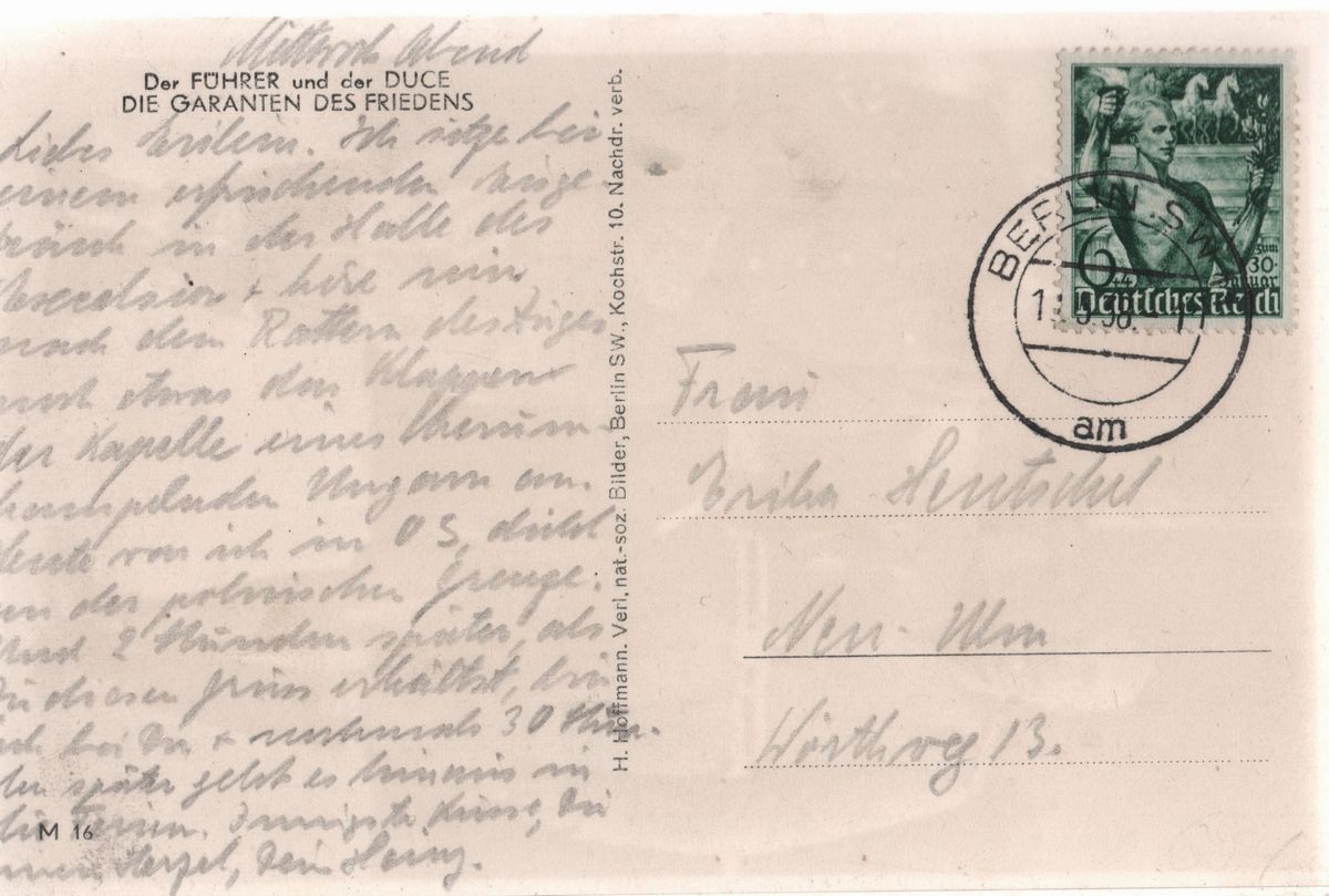 Cartolina Fotografica di Propaganda, Mussolini e Hitler Garanti della Pace