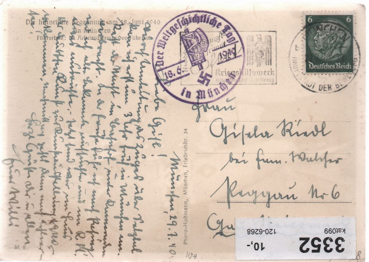 Cartolina Fotografica di Propaganda, Incontro tra Mussolini e Hitler e Franz Von Epp