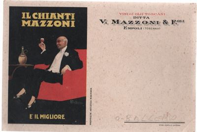 Cartolina Pubblicitaria Vintage il Chianti Mazzone