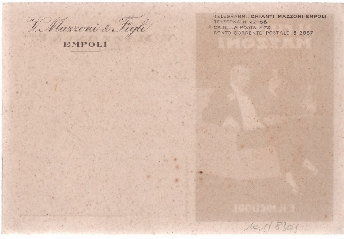 Cartolina Pubblicitaria Vintage il Chianti Mazzone