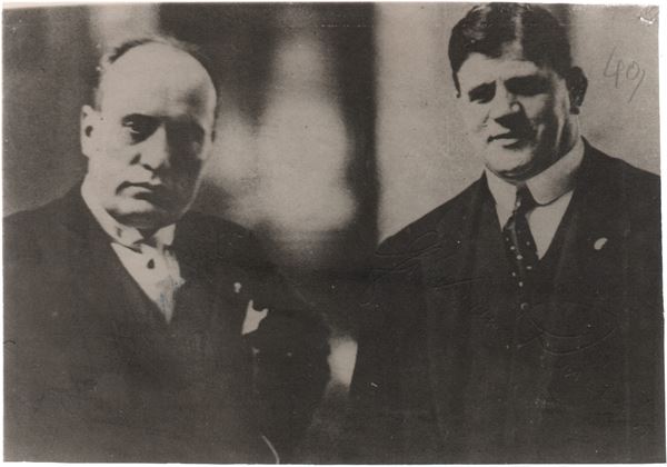 Propaganda postcard, Mussolini and Giovanni Raicevich