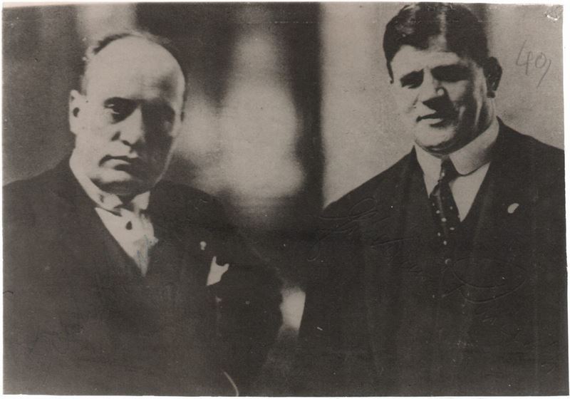Cartolina di Propaganda, Mussolini e Giovanni Raicevich