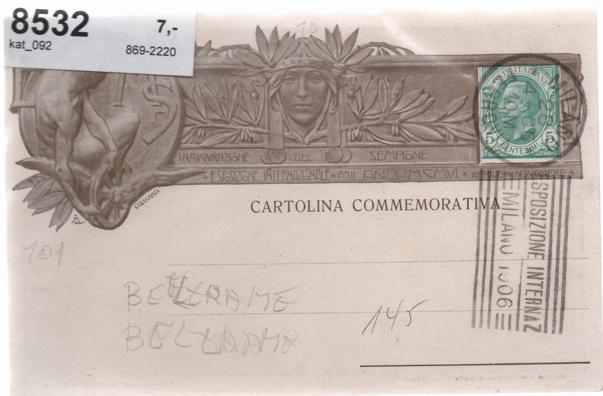 Cartolina Commemorativa, Inaugurazione Sempione 1906