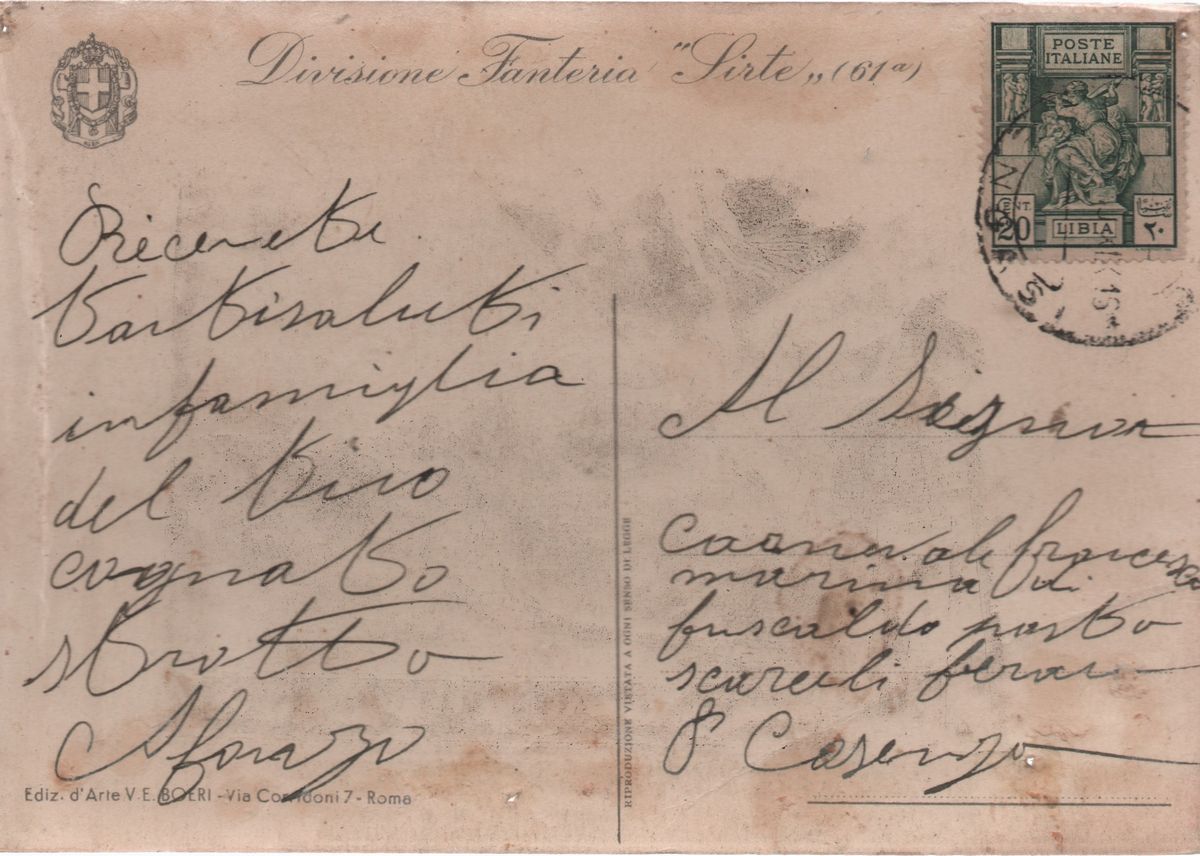 Cartolina Originale Reggimentale