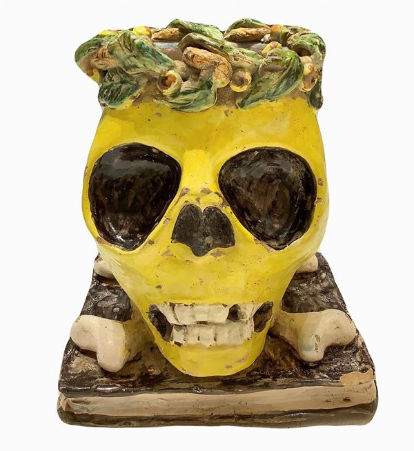 Caltagirone majolica depicting Vanitas