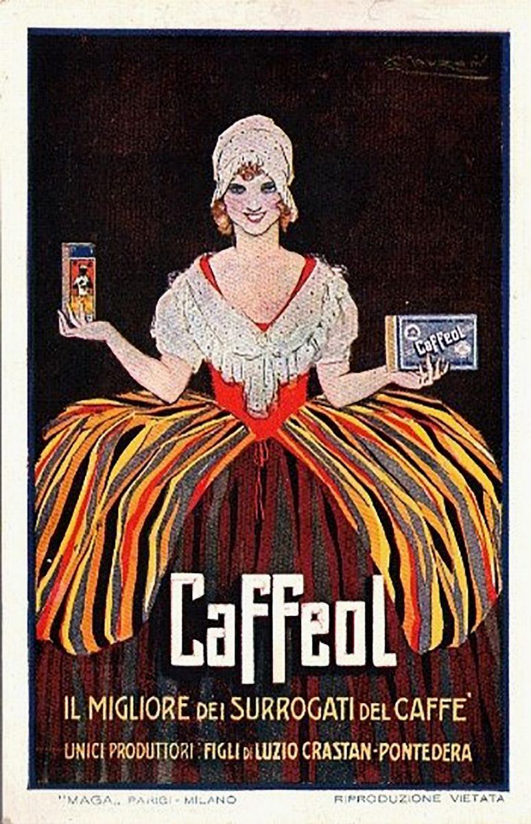 Cartolina D'epoca Originale Pubblicitaria Illustrata Caffeol