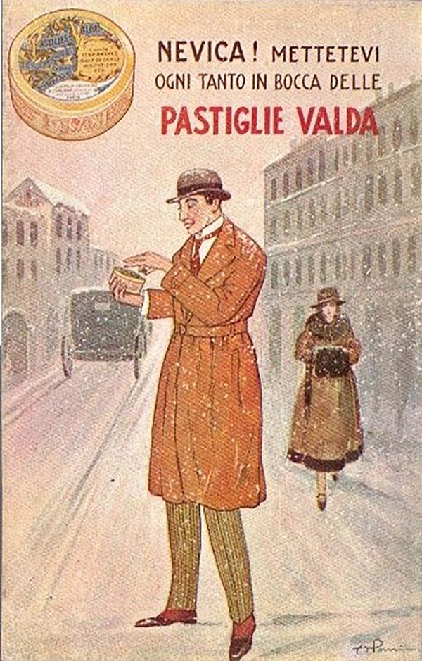Rare original advertising postcard Pastiglie Valda