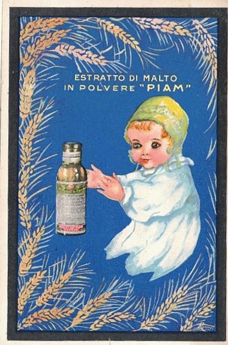 Cartolina Pubblicitaria Originale Estratto di Malto in Polvere Piam