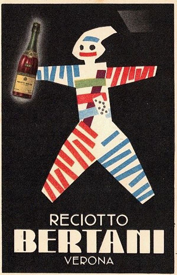 Cartolina originale pubblicitaria Reciotto Bertani