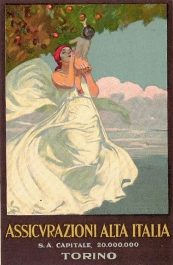 Original advertising postcard High Insurance Italy Turin