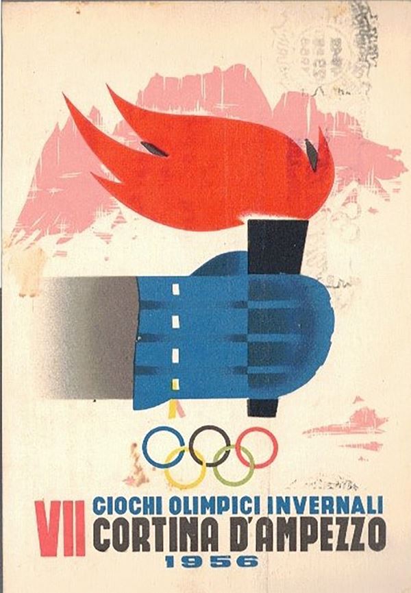Original illustrated postcard VII Winter Olympic Games