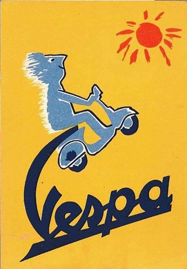 Cartolina originale pubblicitaria Vespa
