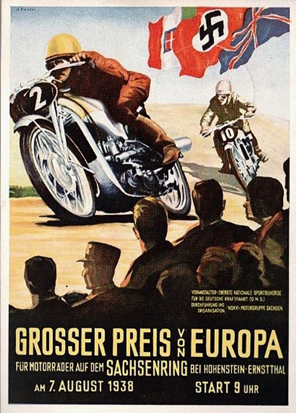 Original postcard advertising rare Grand Prix Moto