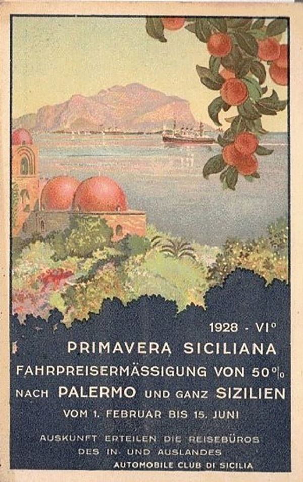 Cartolina pubblicitaria rara Turismo in Sicilia