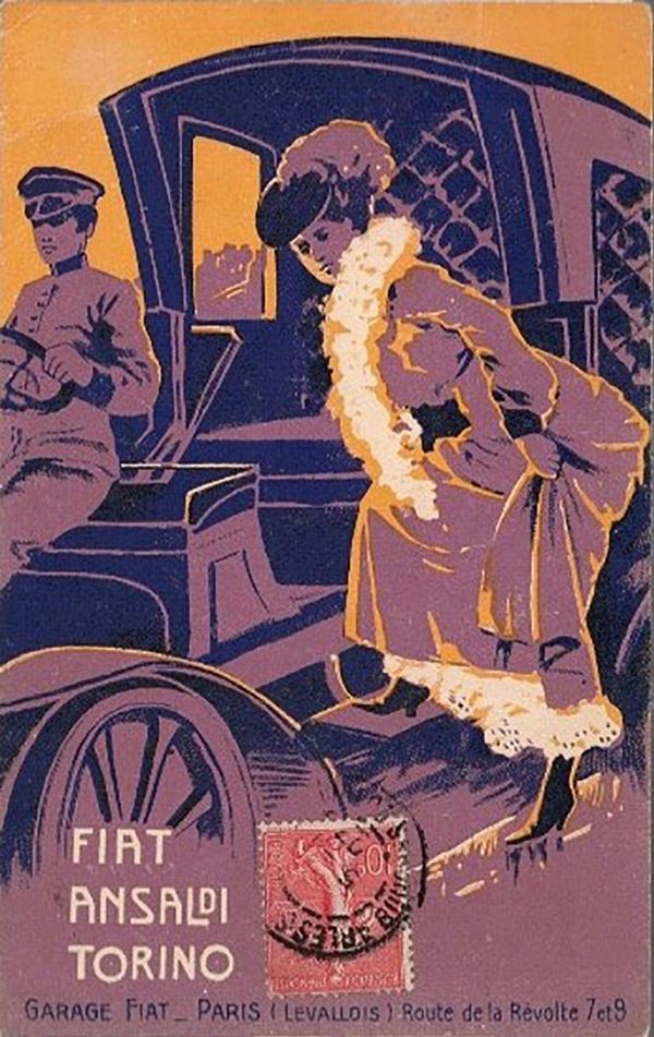 Very rare original Fiat advertising postcard