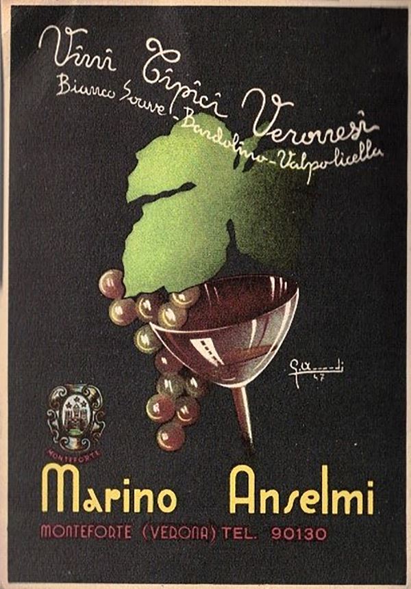 Original Marino Anselmi advertising postcard