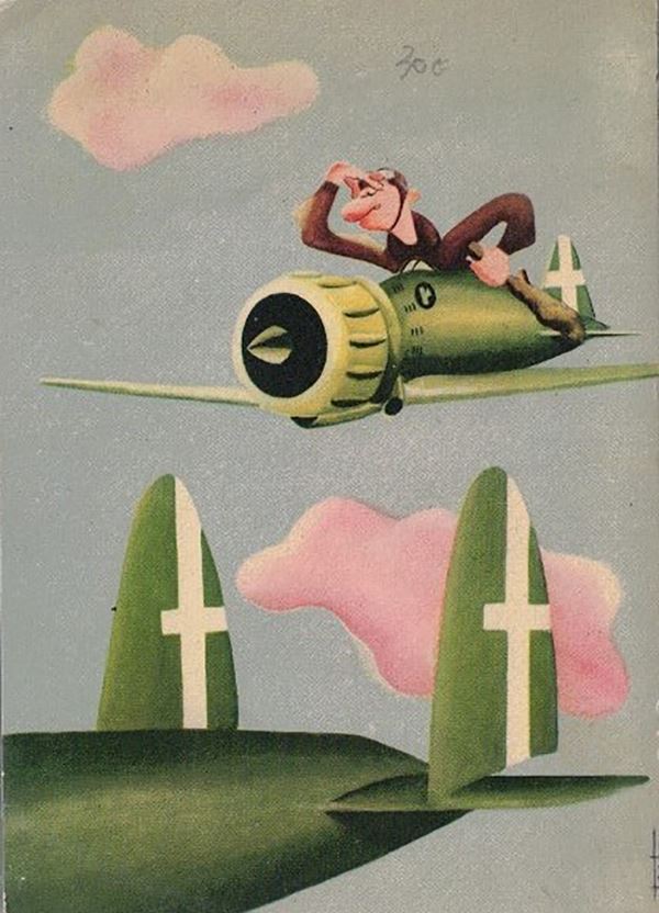 Cartolina umoristica arma aeronautica
