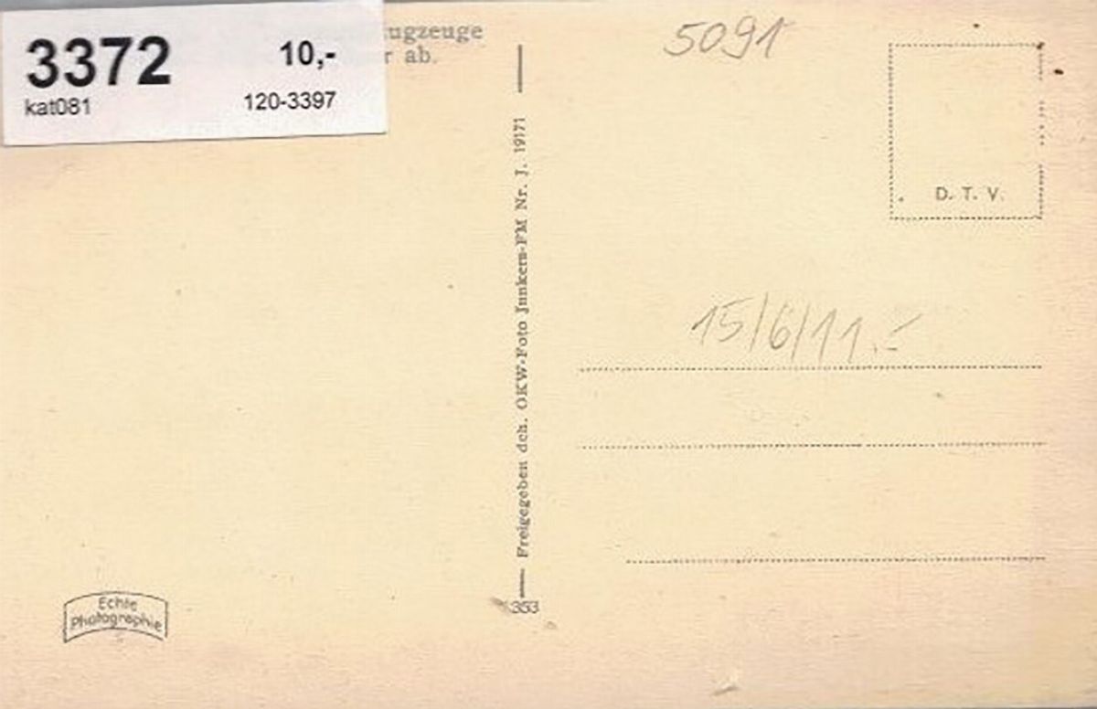 Cartolina Fotografica della II Guerra Mondiale con Aerei Tedeschi