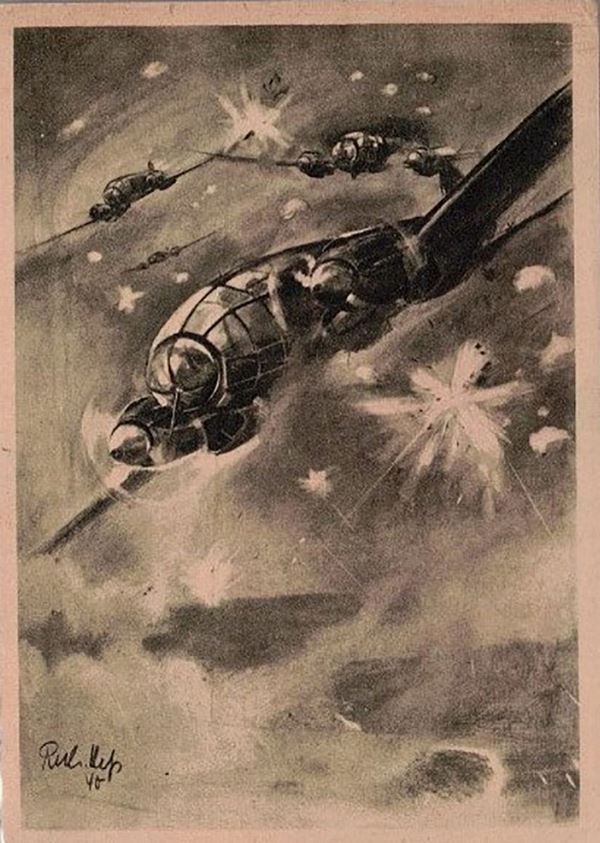 Heinkel fighter aircraft postcard