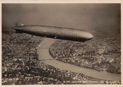 Cartolina Fotografica Zeppelin G 822 Sorvola Basilea