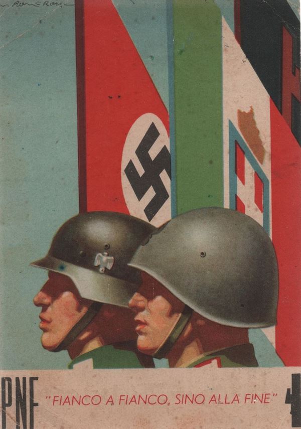 Rara cartolina di propaganda P.N.F.  alleanza italo-tedesca