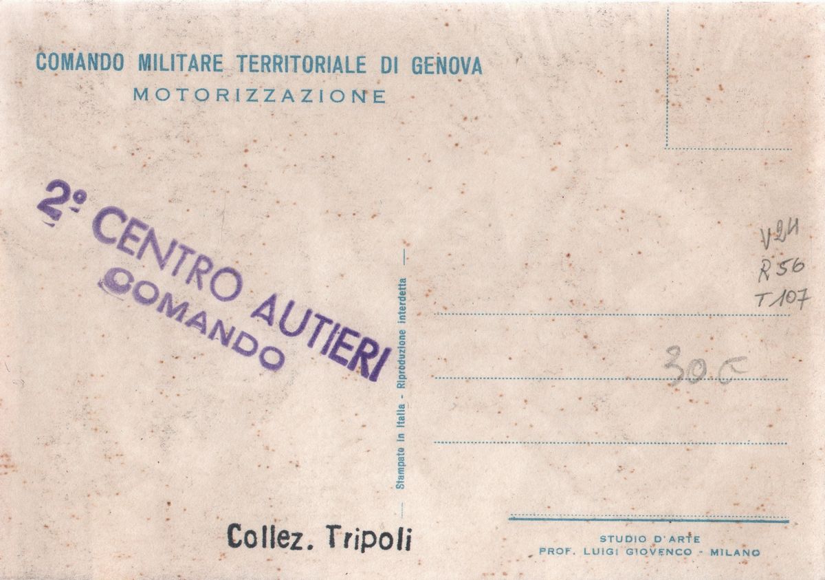 Cartolina Comando Militare Territoriale di Genova