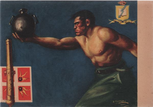 Military postcard School of artillery non-commissioned officers