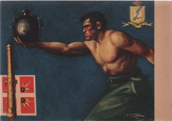 Cartolina militare Scuola allievi sottufficiali di artiglieria