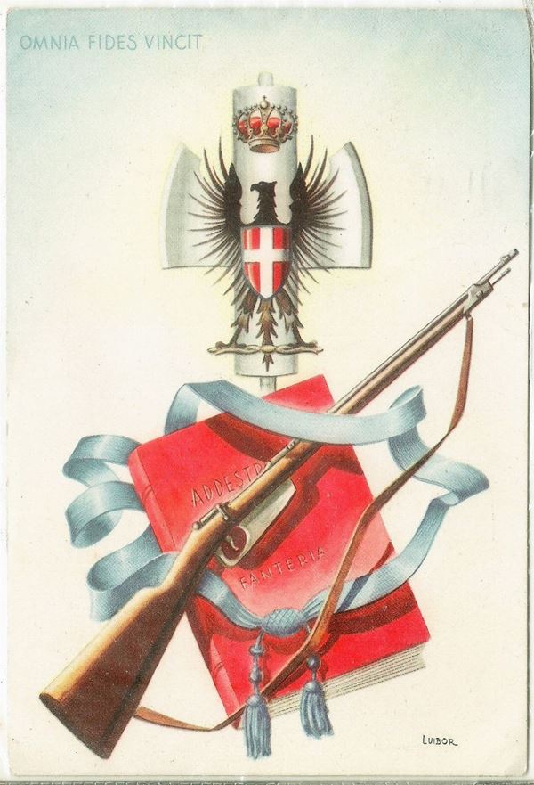 Original postcard from Rieti school pupils officers