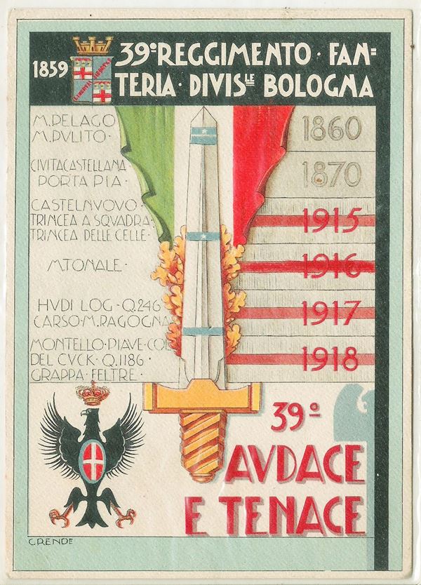 Postcard 39th Bologna Divisional Infantry Regiment