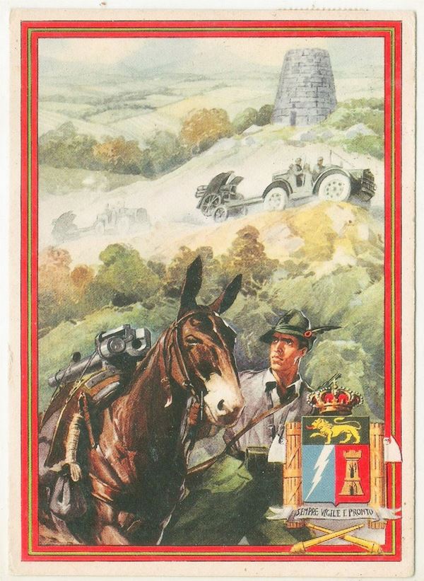 Rara cartolina 40esimo Reggimento artiglieria D.F. Calabria