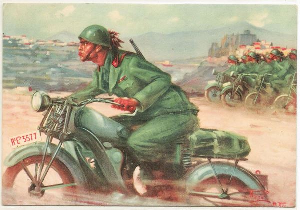 Original Bersagliere postcard in Albania