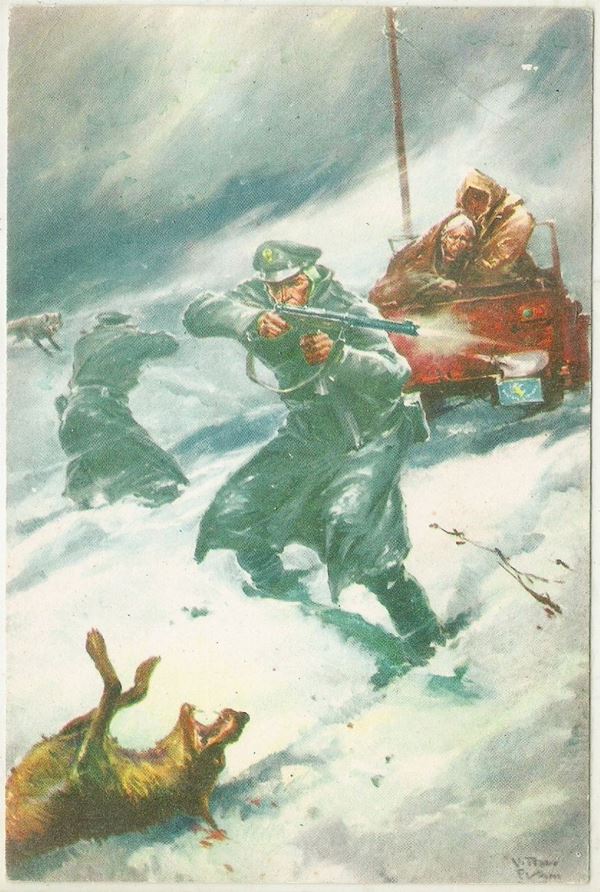 Original postcard break the flag, P.S