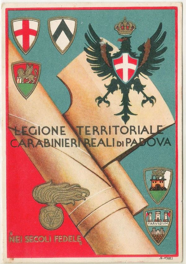 Rare original postcard of the Territorial Legion of the Carabinieri Padua