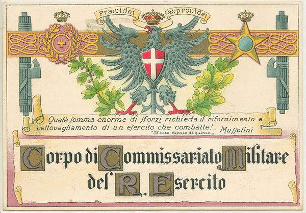 Cartolina originale corpo di commissariato militare del R. Esercito