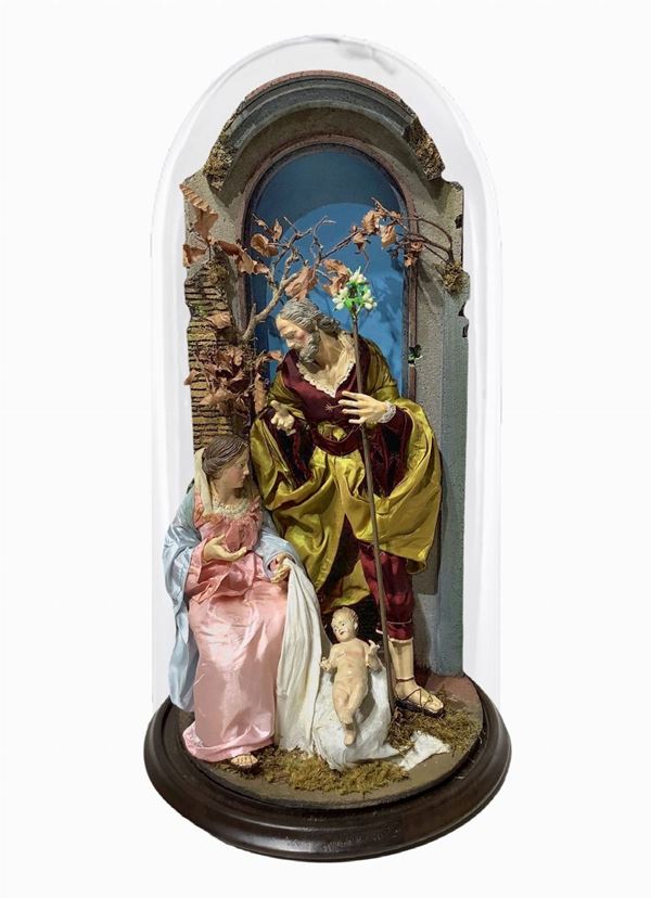 Aniello Gaudino - Holy family in glass case