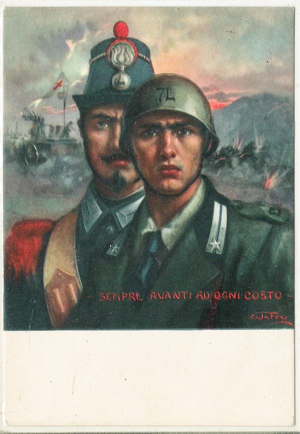 Original postcard 74th Lombardy Infantry Regiment
