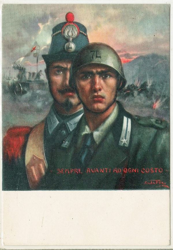 Original postcard 74th Lombardy Infantry Regiment