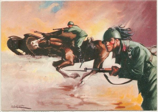 Rare original postcard from the central school of truppi celeri