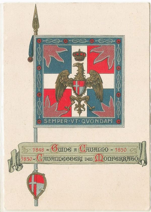 Original postcard cavalrymen from Monferrato