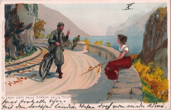 Cartolina illustrata Lago di Garda
